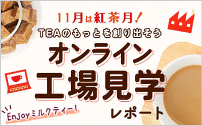 3拠点同時中継！
ミルクティーをテーマにしたオンライン工場見学バナー