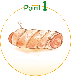 point1 胸肉の皮目を外側にタコ糸でロール状に縛る