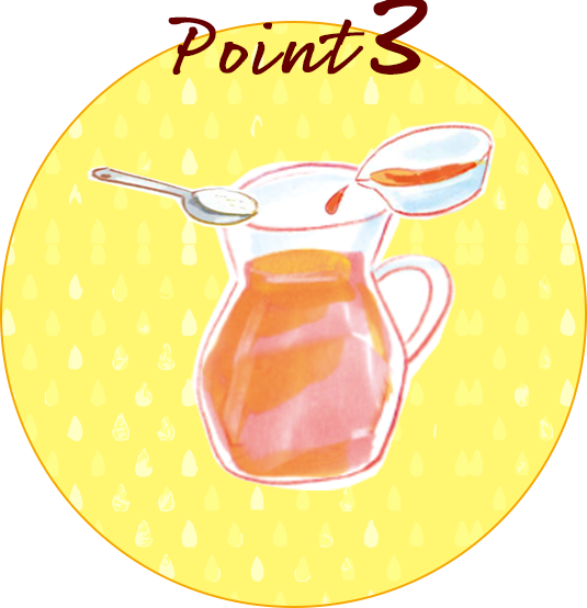 point3 グラニュー糖20gを入れ溶かした後1を加え混ぜる